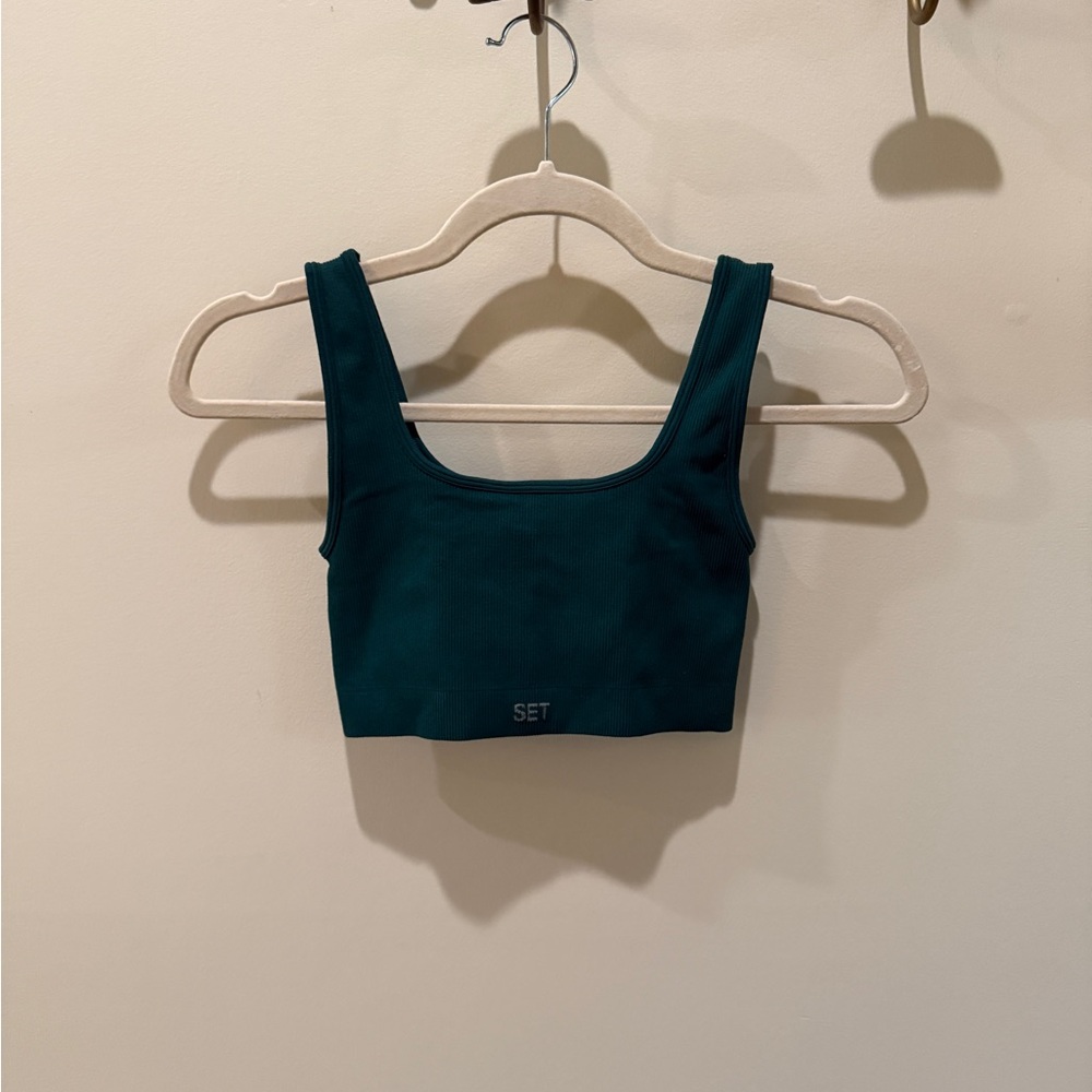 SET Active SculptFlex Power Box Cut Bra in Dark Green
